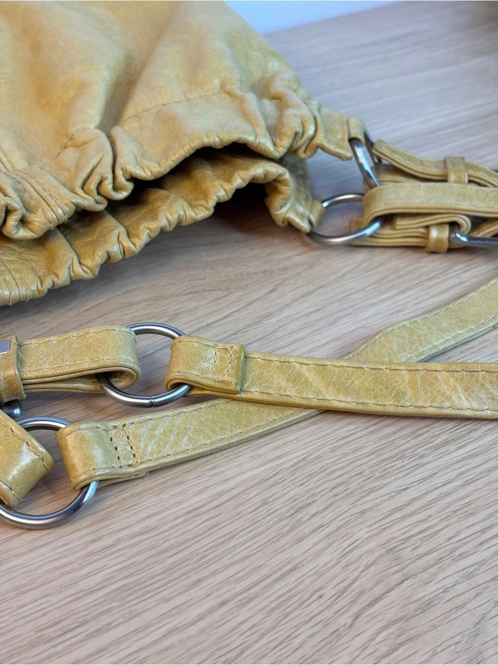 Vintage Fossil Yellow Soft Leather Slouchy‎ Hobo Bag